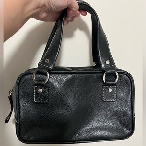 kate spade Black Leather Satchel with Silver Hardware